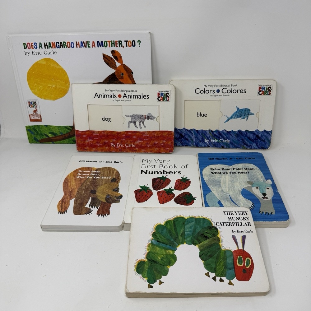 Lot of  7 Eric Carle Board Books for Children's/ Kids/ Toddler Caterpillar Bear